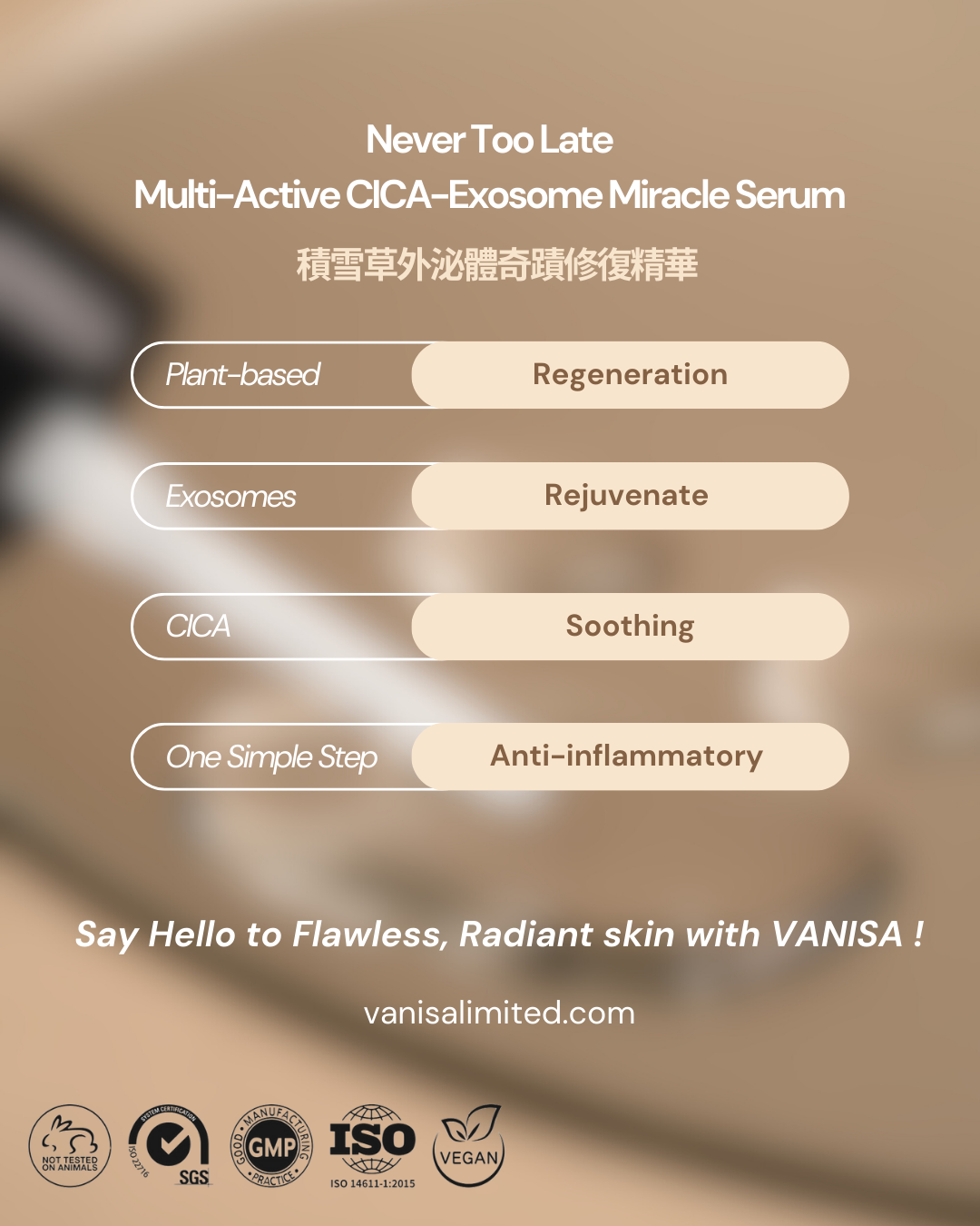Never Too Late Multi-Active CICA-Exosome Miracle Serum 積雪草外泌體奇蹟修復精華 (10ml)